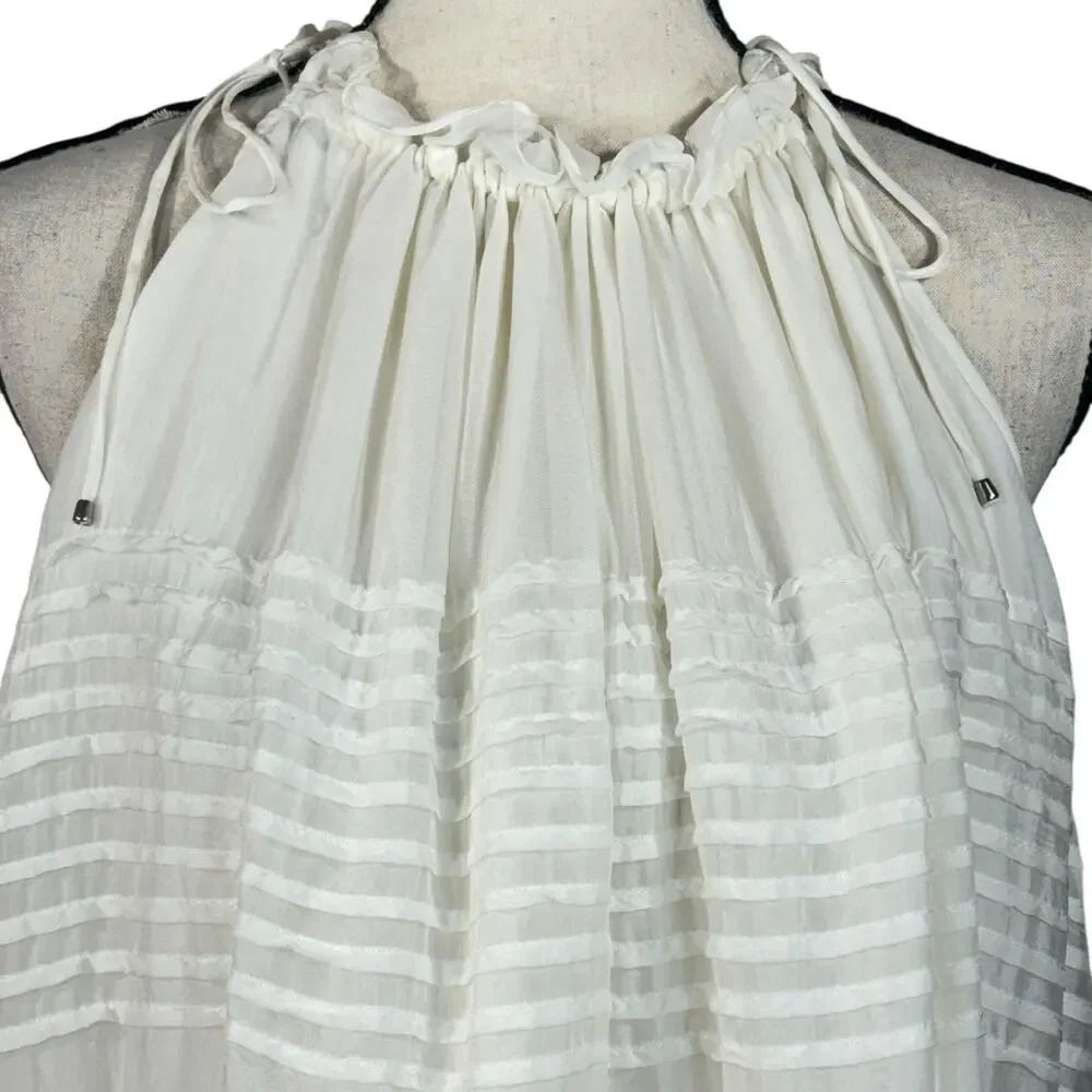 Anthropologie Let Me Be 1X-Large Halter Mini Dress Tiered Tie Shoulder Ruffled - Picture 3 of 16